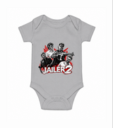 Jailer 2 Character Print Baby Romper - GREY - New Born (Chest 14")