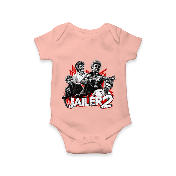 Jailer 2 Character Print Baby Romper - PEACH - New Born (Chest 14")