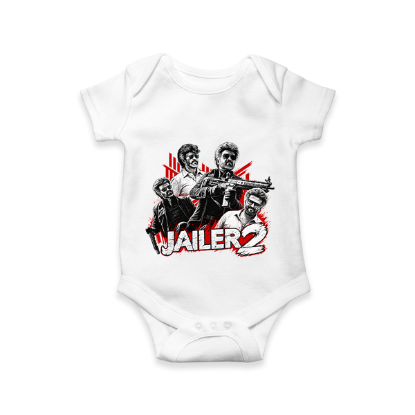 Jailer 2 Character Print Baby Romper - WHITE - New Born (Chest 14")