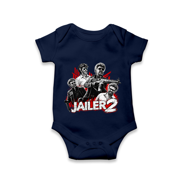 Jailer 2 Character Print Baby Romper - NAVY BLUE - New Born (Chest 14")