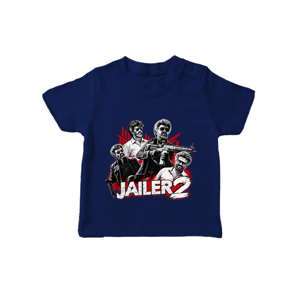 Jailer 2 Character Print Baby T-Shirt - NAVY BLUE - 0-5 Months Old (Chest 17")