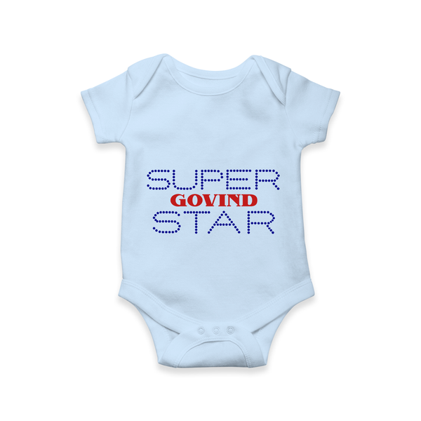 Super Star Graphic Print Baby Romper - BABY BLUE - New Born (Chest 14")