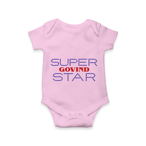 Super Star Graphic Print Baby Romper - BABY PINK - New Born (Chest 14")