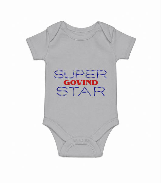 Super Star Graphic Print Baby Romper - GREY - New Born (Chest 14")