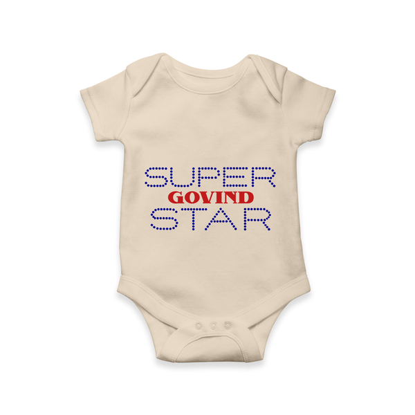Super Star Graphic Print Baby Romper - IVORY - New Born (Chest 14")