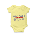 Super Star Graphic Print Baby Romper - PASTEL YELLOW - New Born (Chest 14")