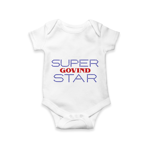 Super Star Graphic Print Baby Romper - WHITE - New Born (Chest 14")