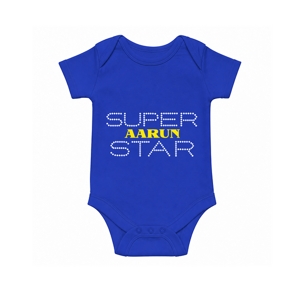 Super Star Graphic Print Baby Romper - COBALT BLUE - New Born (Chest 14")