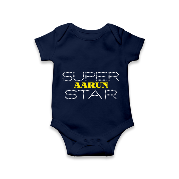 Super Star Graphic Print Baby Romper - NAVY BLUE - New Born (Chest 14")