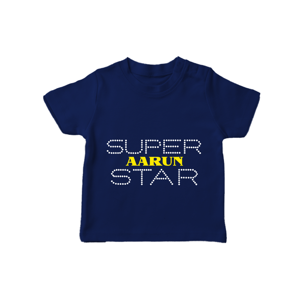 Super Star Graphic Print Baby T Shirt - NAVY BLUE - 0-5 Months Old (Chest 17")