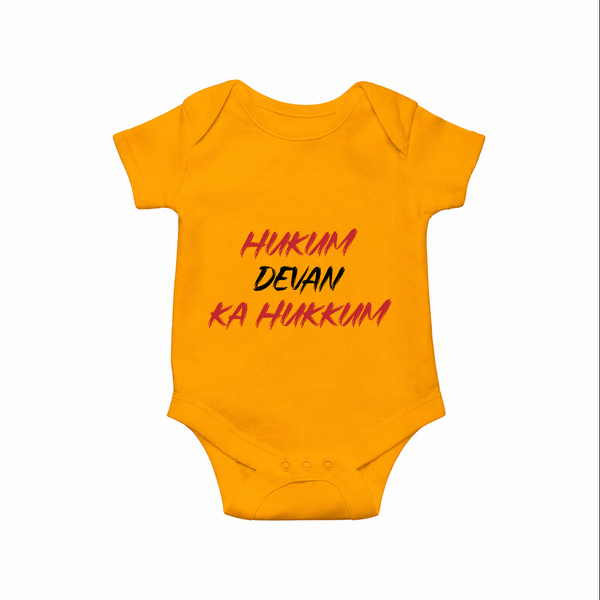 Hukum Quote Print Baby Romper - CHROME YELLOW - New Born (Chest 14")