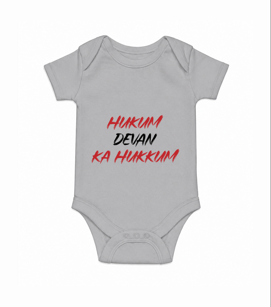 Hukum Quote Print Baby Romper - GREY - New Born (Chest 14")