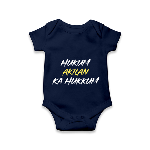 Hukum Quote Print Baby Romper - NAVY BLUE - New Born (Chest 14")