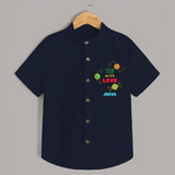 Tied With Love - Customised Shirt for kids - NAVY BLUE - 0 - 6 Months Old (Chest 23")