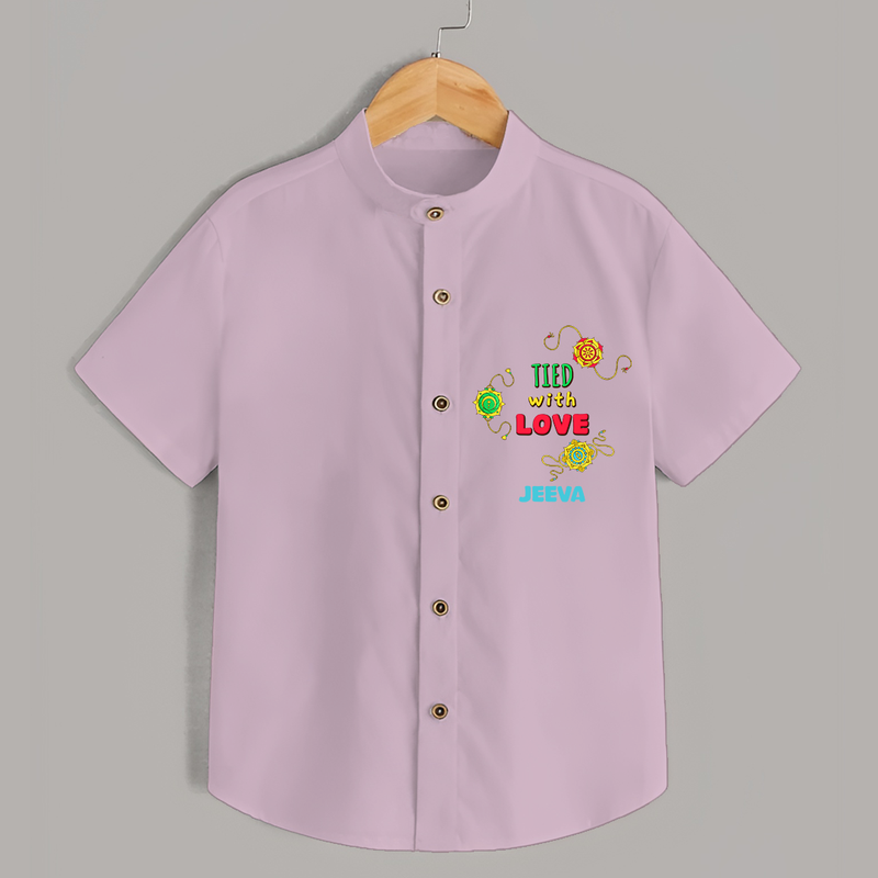 Tied With Love - Customised Shirt for kids - PINK - 0 - 6 Months Old (Chest 23")