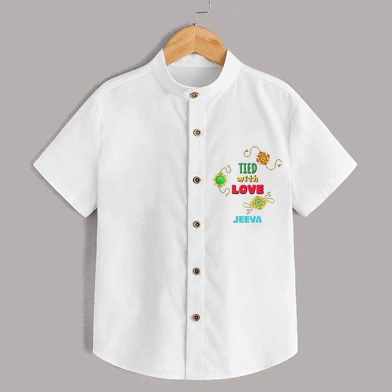 Tied With Love - Customised Shirt for kids - WHITE - 0 - 6 Months Old (Chest 23")