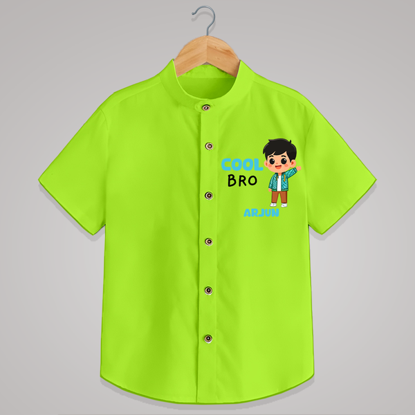 Cool Bro - Customised Shirt for kids - LIME GREEN - 0 - 6 Months Old (Chest 23")