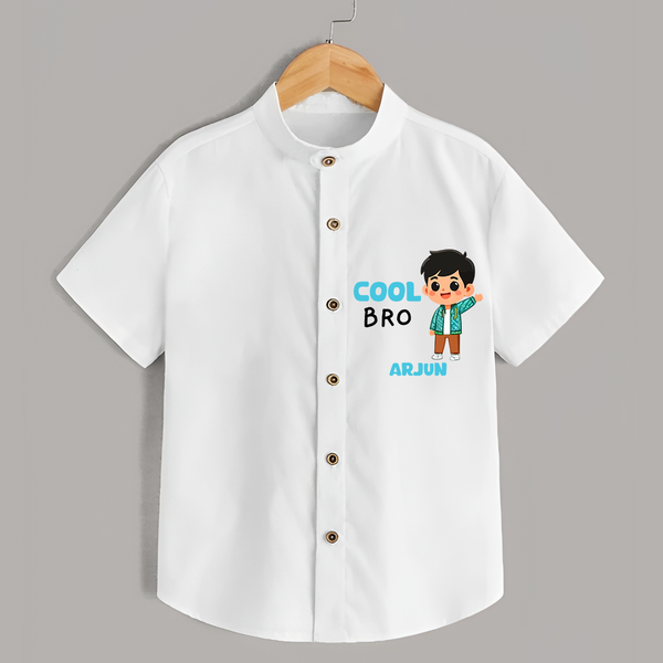 Cool Bro - Customised Shirt for kids - WHITE - 0 - 6 Months Old (Chest 23")