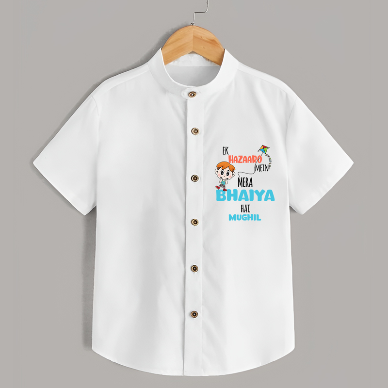 Ek Hazaaro Mein Mera Bhaiya Hai - Customised Shirt for kids - WHITE - 0 - 6 Months Old (Chest 23")