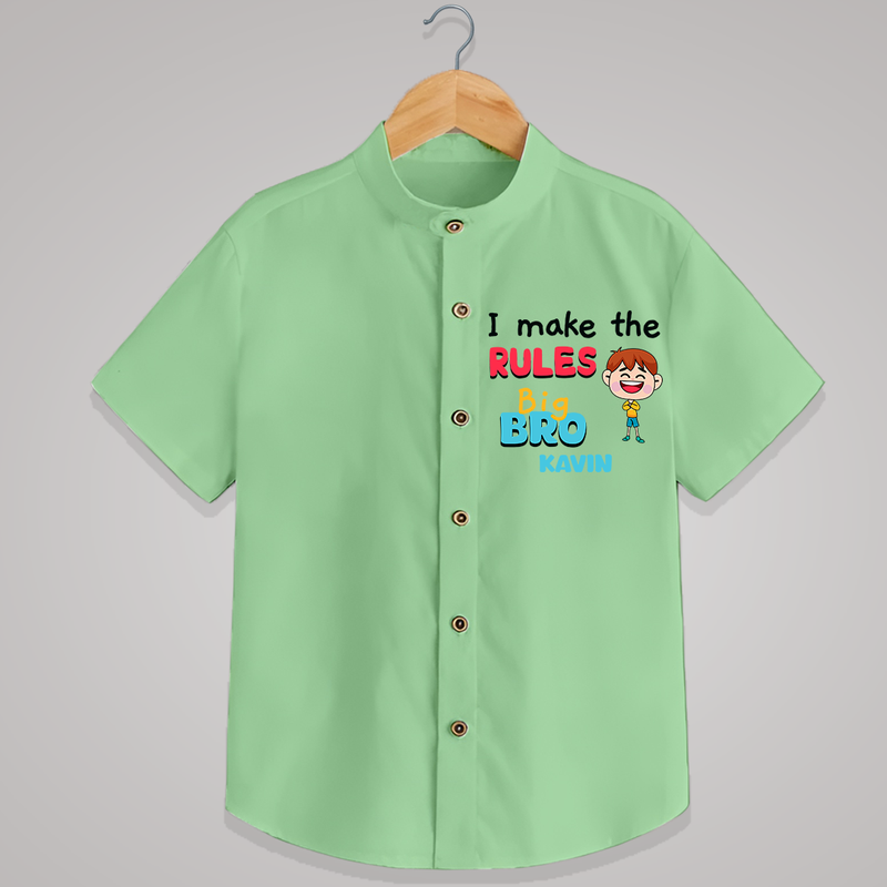 I Make The Rules Big Bro - Customised Shirt for kids - MINT GREEN - 0 - 6 Months Old (Chest 23")