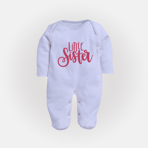 Little Sister Sleep suit | Personalized Sleep suit for Your Little Sister - BABY BLUE - New Born (Chest 7.5")