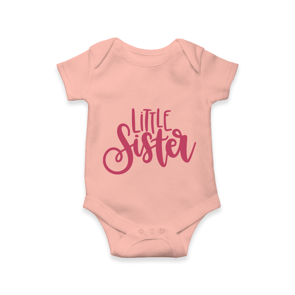 Little Sister Romper | Personalized Romper for Your Little Sister - PEACH - New Born (Chest 14")