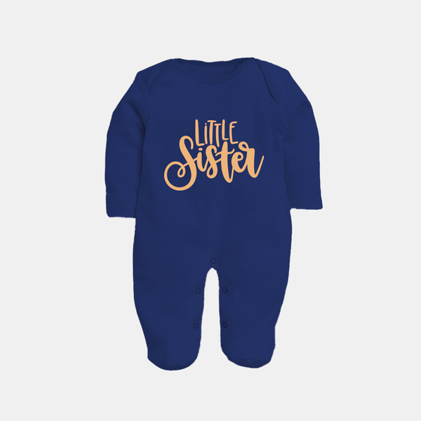 Little Sister Sleep suit | Personalized Sleep suit for Your Little Sister - NAVY BLUE - New Born (Chest 7.5")