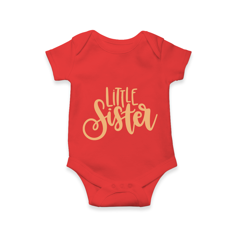 Little Sister Romper | Personalized Romper for Your Little Sister - RED - New Born (Chest 14")