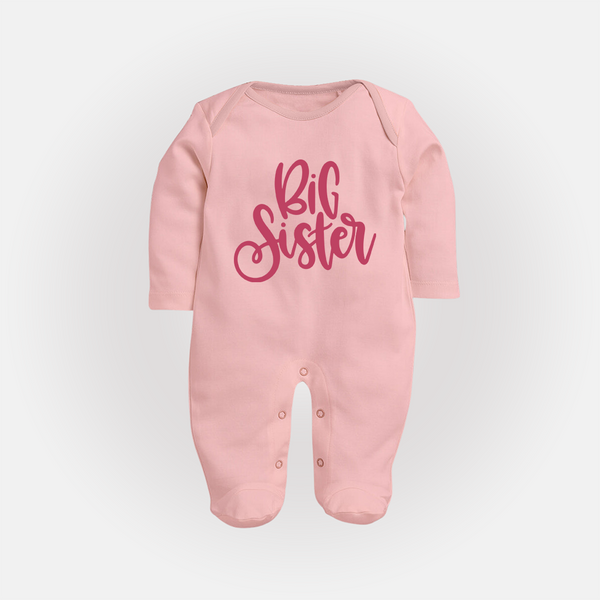 Big Sister Sleep suit | Custom Sleep suit for the Big Sister - BABY PINK - New Born (Chest 7.5")