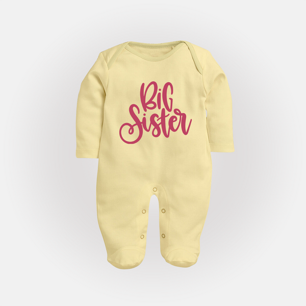 Big Sister Sleep suit | Custom Sleep suit for the Big Sister - PASTEL YELLOW - New Born (Chest 7.5")