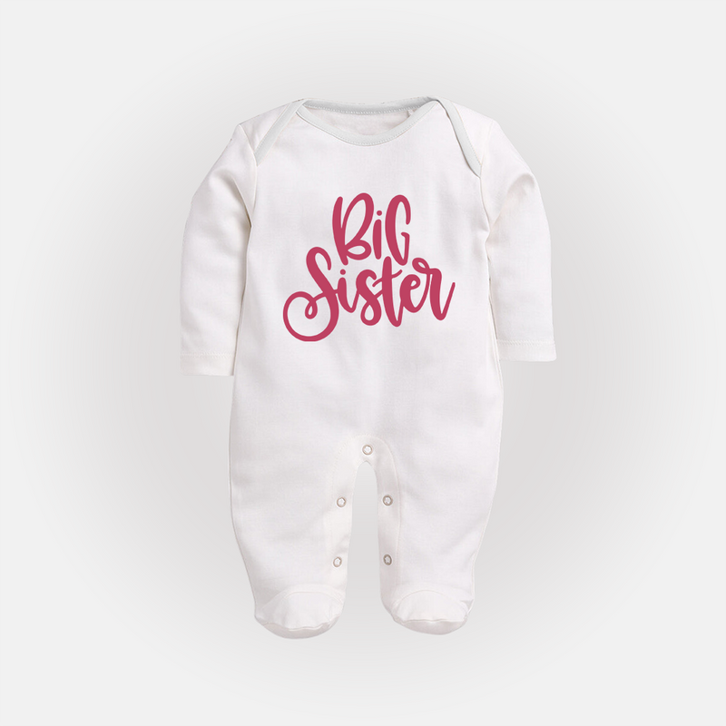 Big Sister Sleep suit | Custom Sleep suit for the Big Sister - WHITE - New Born (Chest 7.5")