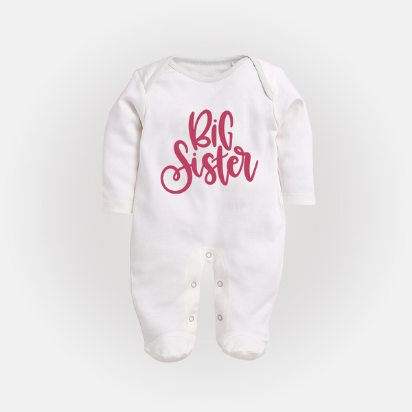 Big Sister Sleep suit | Custom Sleep suit for the Big Sister - WHITE - New Born (Chest 7.5")