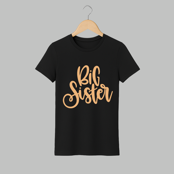 Big Sister Adult Tshirt | Custom Adult Tshirt for the Big Sister - BLACK - S (Chest 19")