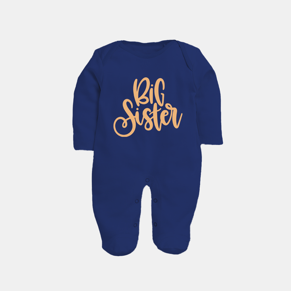 Big Sister Sleep suit | Custom Sleep suit for the Big Sister - NAVY BLUE - New Born (Chest 7.5")
