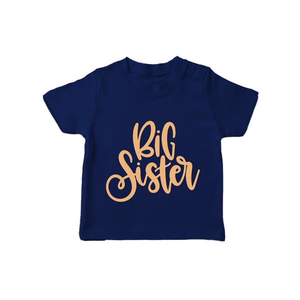 Big Sister T-shirt | Custom T-shirt for the Big Sister - NAVY BLUE - 0-5 Months Old (Chest 17")