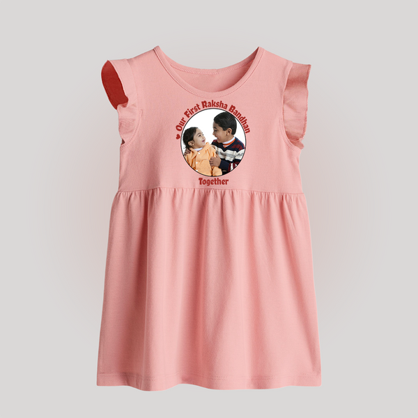 Our First Raksha Bandhan Baby Frock | Celebrate Sibling Love in Style - BABY PINK - 0 - 3 Months Old (Chest 17")