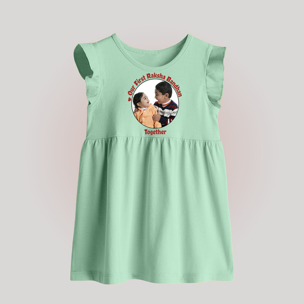 Our First Raksha Bandhan Baby Frock | Celebrate Sibling Love in Style - MINT GREEN - 0 - 3 Months Old (Chest 17")