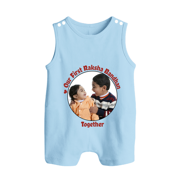 Our First Raksha Bandhan Romper Suit | Celebrate Sibling Love in Style - BABY BLUE - 0 - 5 Months Old (Chest 18")