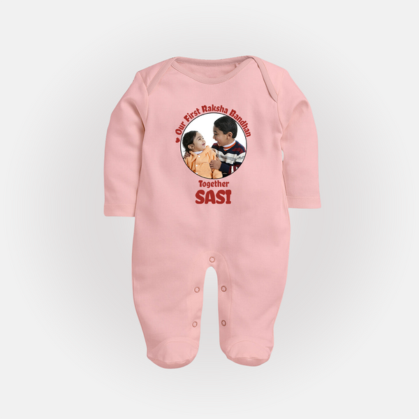 First Raksha Bandhan Infant Fullbody Suit - BABY PINK - New Born (Chest 7.5")