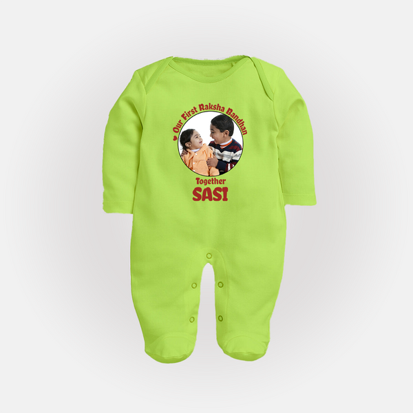 First Raksha Bandhan Infant Fullbody Suit - LIME GREEN - New Born (Chest 7.5")