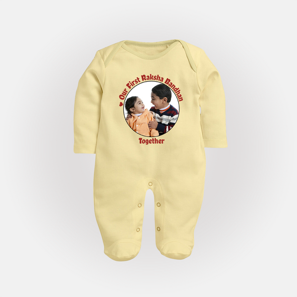 Our First Raksha Bandhan Sleep Suit | Celebrate Sibling Love in Style - PASTEL YELLOW - New Born (Chest 7.5")