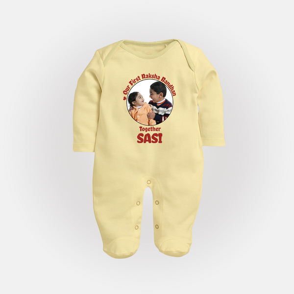 First Raksha Bandhan Infant Fullbody Suit - PASTEL YELLOW - New Born (Chest 7.5")