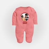 First Raksha Bandhan Infant Fullbody Suit - PEACH - New Born (Chest 7.5")