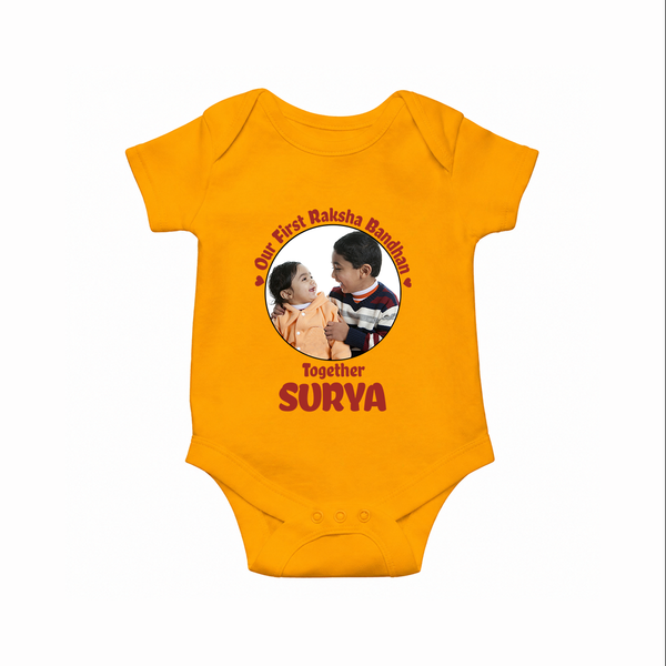 First Raksha Bandhan Infant Romper - CHROME YELLOW - New Born (Chest 14")