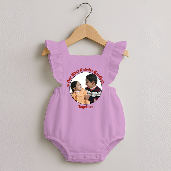 Our First Raksha Bandhan Romper Frock | Celebrate Sibling Love in Style - BABY PINK - 0 - 3 Months Old (Chest 19")