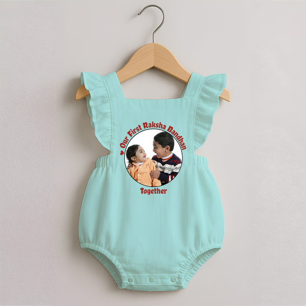 Our First Raksha Bandhan Romper Frock | Celebrate Sibling Love in Style - MINT GREEN - 0 - 3 Months Old (Chest 19")