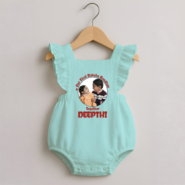 First Raksha Bandhan Infant Romper Frock - MINT GREEN - 0 - 3 Months Old (Chest 19")