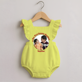 Our First Raksha Bandhan Romper Frock | Celebrate Sibling Love in Style - PASTEL YELLOW - 0 - 3 Months Old (Chest 19")