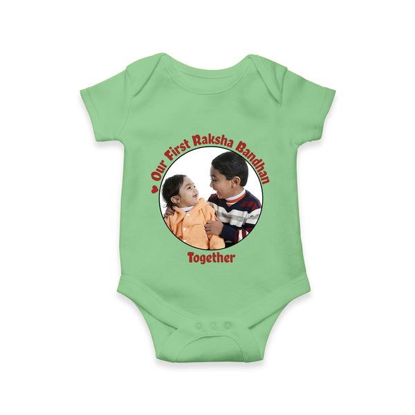 Our First Raksha Bandhan Romper | Celebrate Sibling Love in Style - GREEN - New Born (Chest 14")