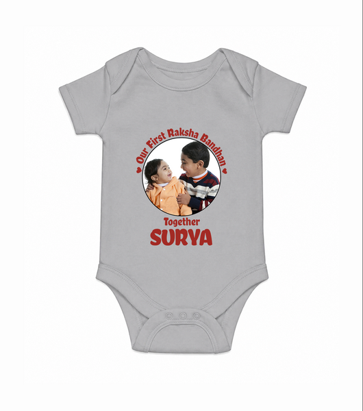 First Raksha Bandhan Infant Romper - GREY - New Born (Chest 14")